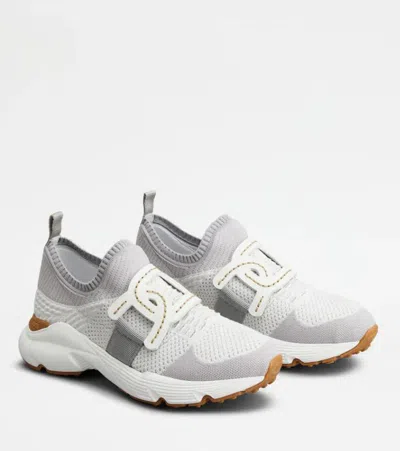 Tod's Womens White Sport Run 54c Calzino Logo-embellished Mesh Low-top Trainers In Grey