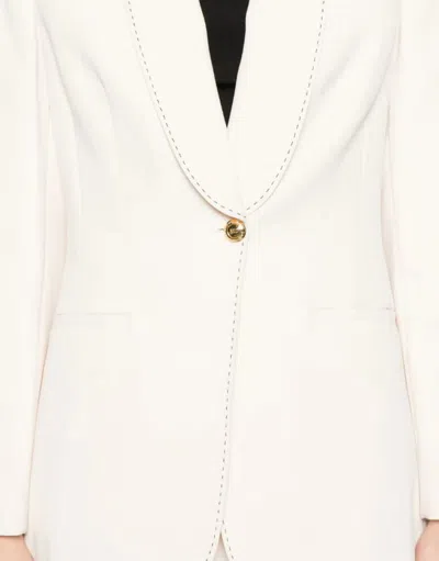 Elisabetta Franchi Cream-colored Blazer With A Golden Button In Brown