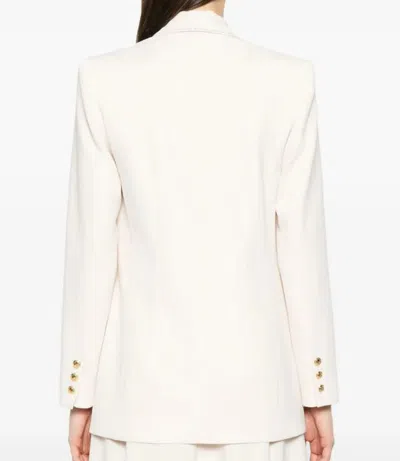 Elisabetta Franchi Cream-colored Blazer With A Golden Button In Brown