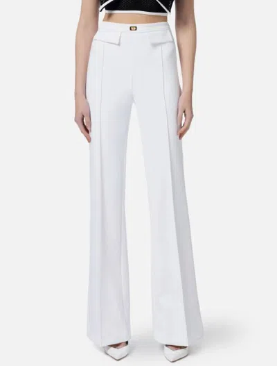 Elisabetta Franchi Logo-plaque Crepe Trousers In Beige