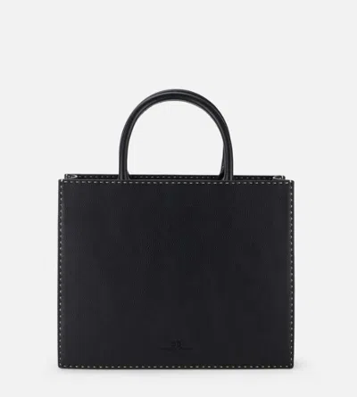 Elisabetta Franchi Borsa Tote Nera Piccola Con Impunture A Contrasto In Black
