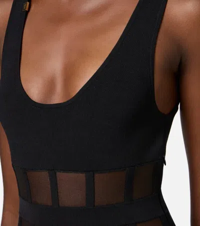 Elisabetta Franchi Form-fitting Knit Midi Dress In Black