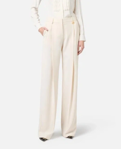 Elisabetta Franchi Tailored Beige Trousers With High Waist In Brown