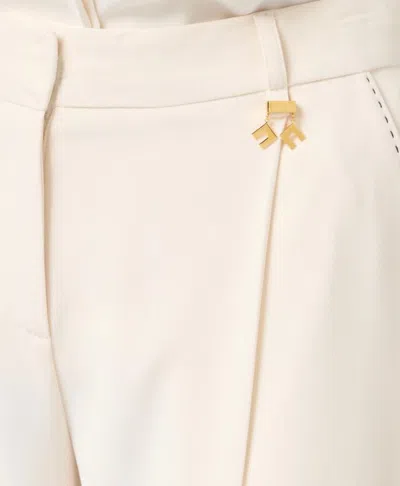 Elisabetta Franchi Tailored Beige Trousers With High Waist In Brown