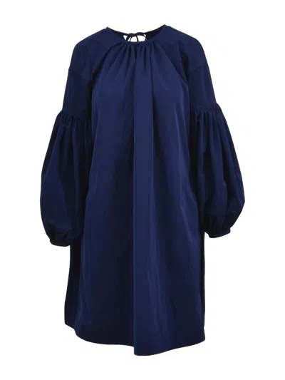 Calvin Klein Lace Detail Bishop Dress In Blue