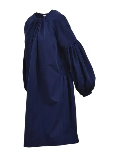 Calvin Klein Lace Detail Bishop Dress In Blue