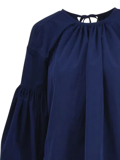Calvin Klein Lace Detail Bishop Dress In Blue