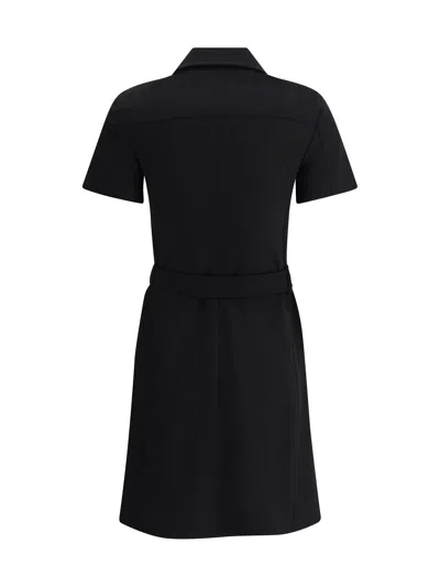 Burberry Waist Belted Midi Dress With Button Detailing In Black