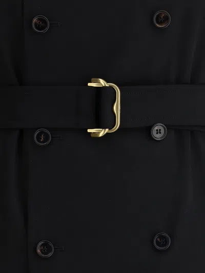 Burberry Waist Belted Midi Dress With Button Detailing In Black