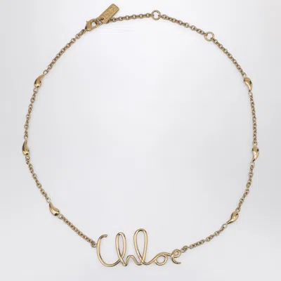 Chloé Vintage Gold Necklace With Cursive Name Pendant And Delicate Chain In Silver