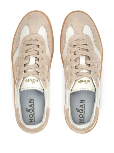 Hogan Light White Sneakers With Smooth And Suede Textures In Multicolor