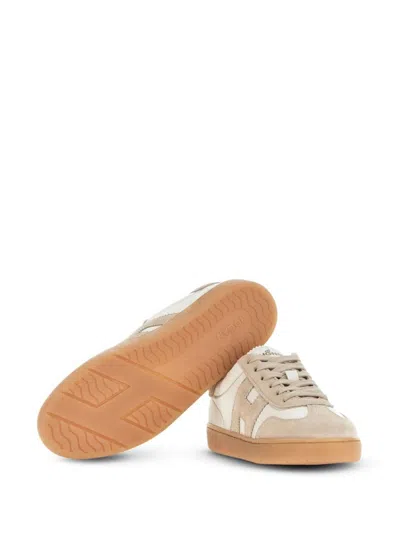 Hogan Light White Sneakers With Smooth And Suede Textures In Multicolor