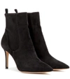 Gianvito Rossi 85mm Ribbed Knit & Suede Ankle Boots In Black