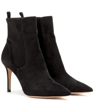 Shop Gianvito Rossi Bennett Suede Ankle Boots In Llack