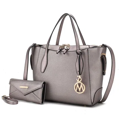Mkf Collection By Mia K Bruna Women's Tote Bag With Wallet Set By Mia K In Silver
