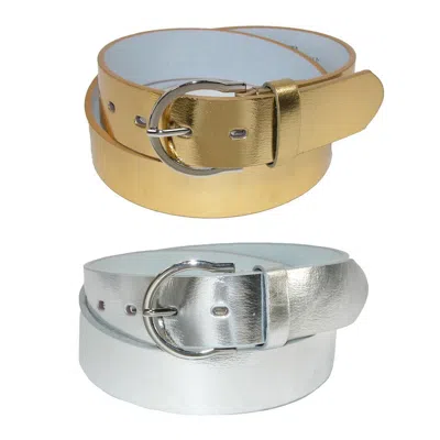 Ctm Women's Basic Bridle Belt (pack Of 2) In Gold