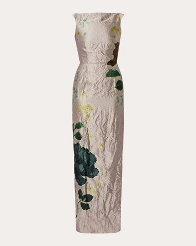 Erdem Textured Satin Dress In Purple