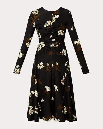 Erdem Ruched Stretch-crepe Midi Dress In Black