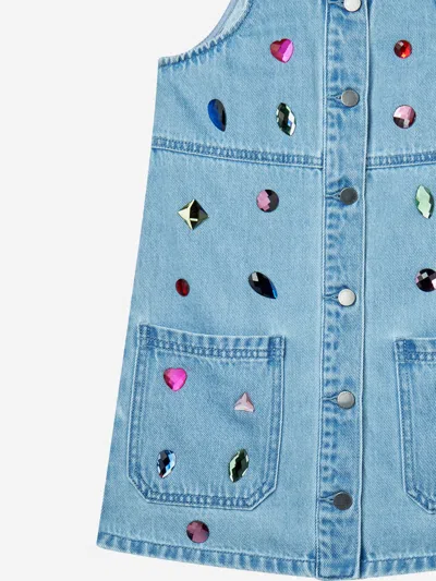 Stella Mccartney Girls Chambray Jewelled Dress In Blue