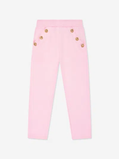 Balmain Girls Logo Button Joggers In Pink