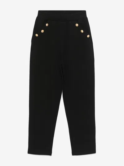 Balmain Girls Logo Button Joggers In Black
