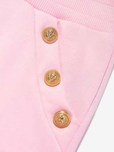 Balmain Girls Logo Button Joggers In Pink