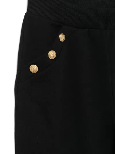 Balmain Girls Logo Button Joggers In Black