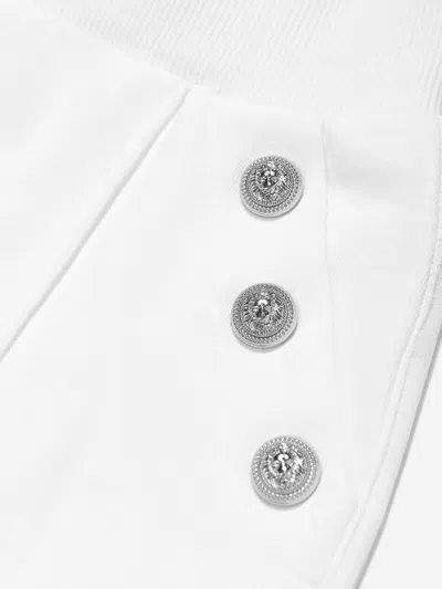 Balmain Girls Logo Button Shorts In White