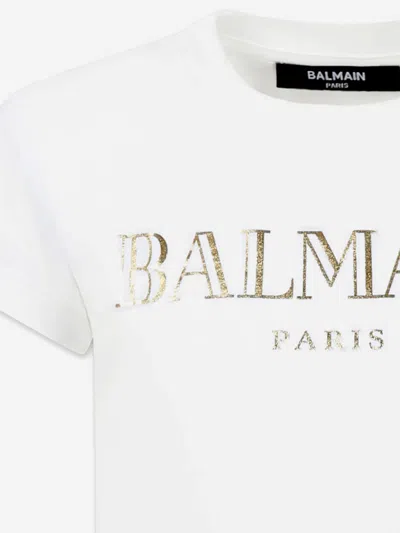 Balmain Girls Logo T-shirt In White