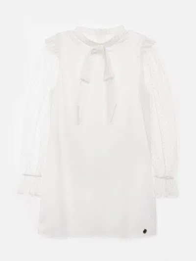 Bcbg Girls Flocked Spot Sleeve Dress In White