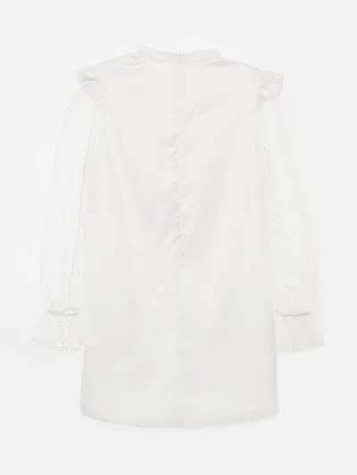 Bcbg Girls Flocked Spot Sleeve Dress In White