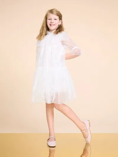 Bcbg Girls Sequin Tulle Dress In White