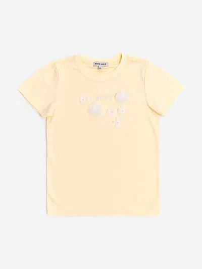 Bcbg Girls Diamante Logo 3d Flowers T-shirt In Yellow