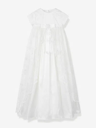 Sarah Louise Baby Girls Silk Christening Robe And Bonnet In Ivory