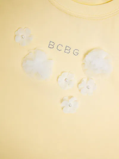 Bcbg Girls Diamante Logo 3d Flowers T-shirt In Yellow