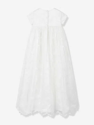 Sarah Louise Baby Girls Silk Christening Robe And Bonnet In Ivory