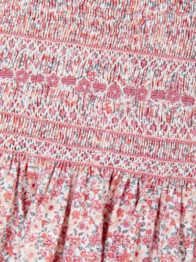 Sarah Louise Girls Floral Smocked Dress In Pink