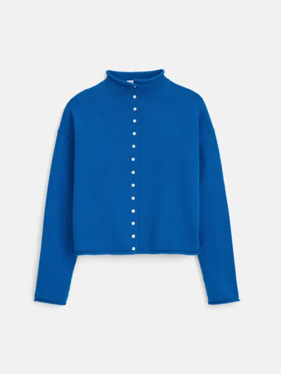 Alex Mill Taylor Rollneck Cardigan In Cotton Cashmere In Cosmic Blue