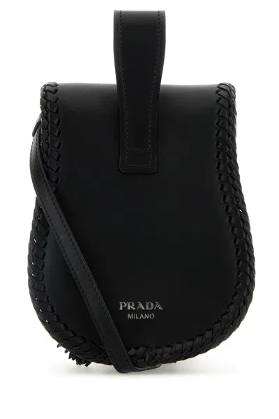 Prada Black Leather Crossbody Bag In Black
