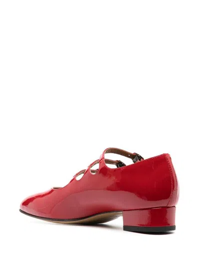 Carel Paris Ariana Patent Leather Ballets With Crossed Bands In Red