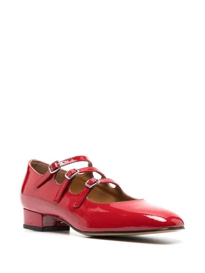 Carel Paris Ariana Patent Leather Ballets With Crossed Bands In Red