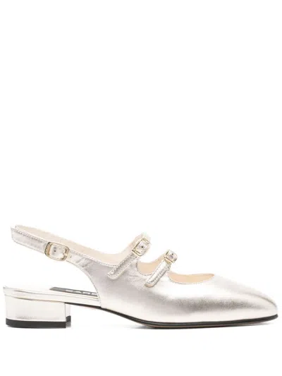 Carel Paris Peche Laminated Leather Ballets In Grey