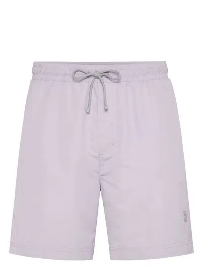 Brunello Cucinelli Swim Shorts With Slip Pockets And Rear Patch Pocket In Purple