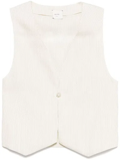 Alysi Striped Vest In White