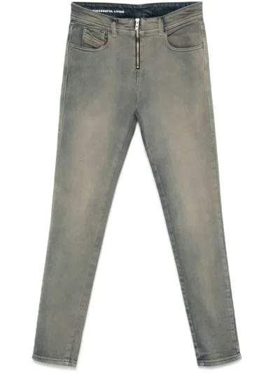 Diesel Grey Skinny Denim Jeans In Black