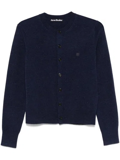 Acne Studios Knitwear Crew Neck Cardigan In Blue