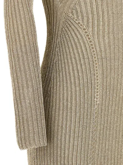 Self-portrait Ribbed Lurex Knit Turtleneck Maxi Dress