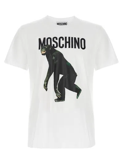 Moschino T-shirt Chimpanzee Print In Yellow
