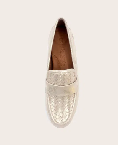 Gentle Souls Women's Crew Woven-vamp Loafers In Gold Leather