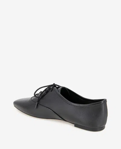 Kenneth Cole Justice Box Toe Lace Up Flat In Black Leather